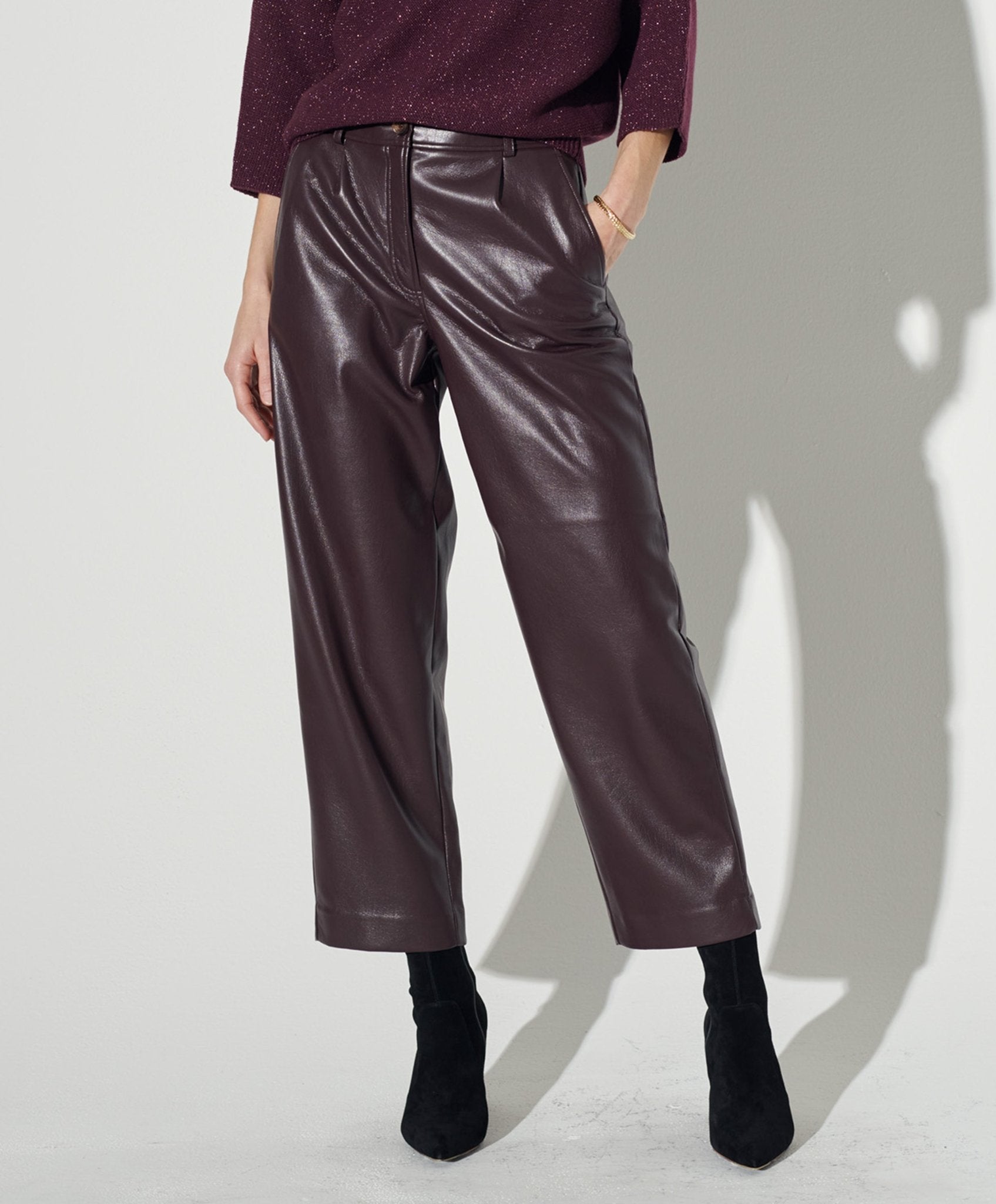Slouchy Vegan Leather Trouser - The Reset