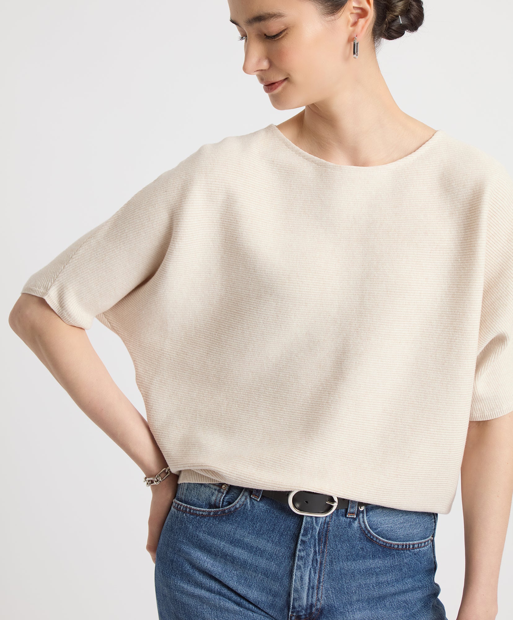 Ribbed Short Sleeve Pullover