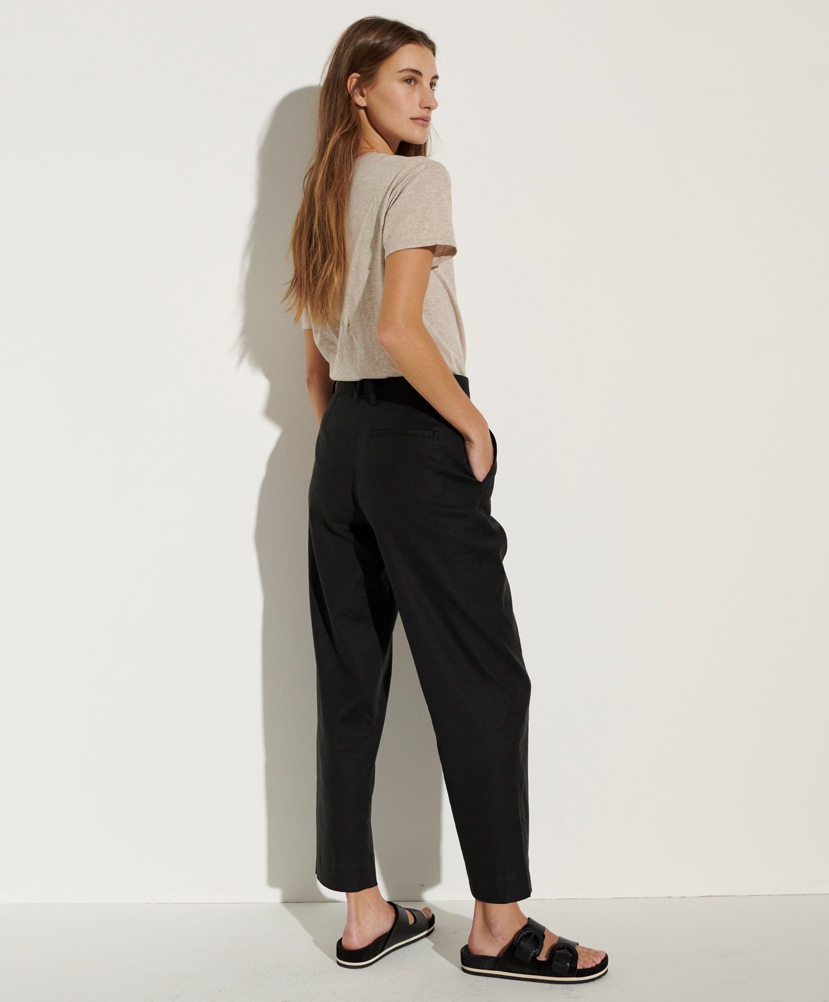 Black Belted Casual Crop Trouser | WHISTLES |