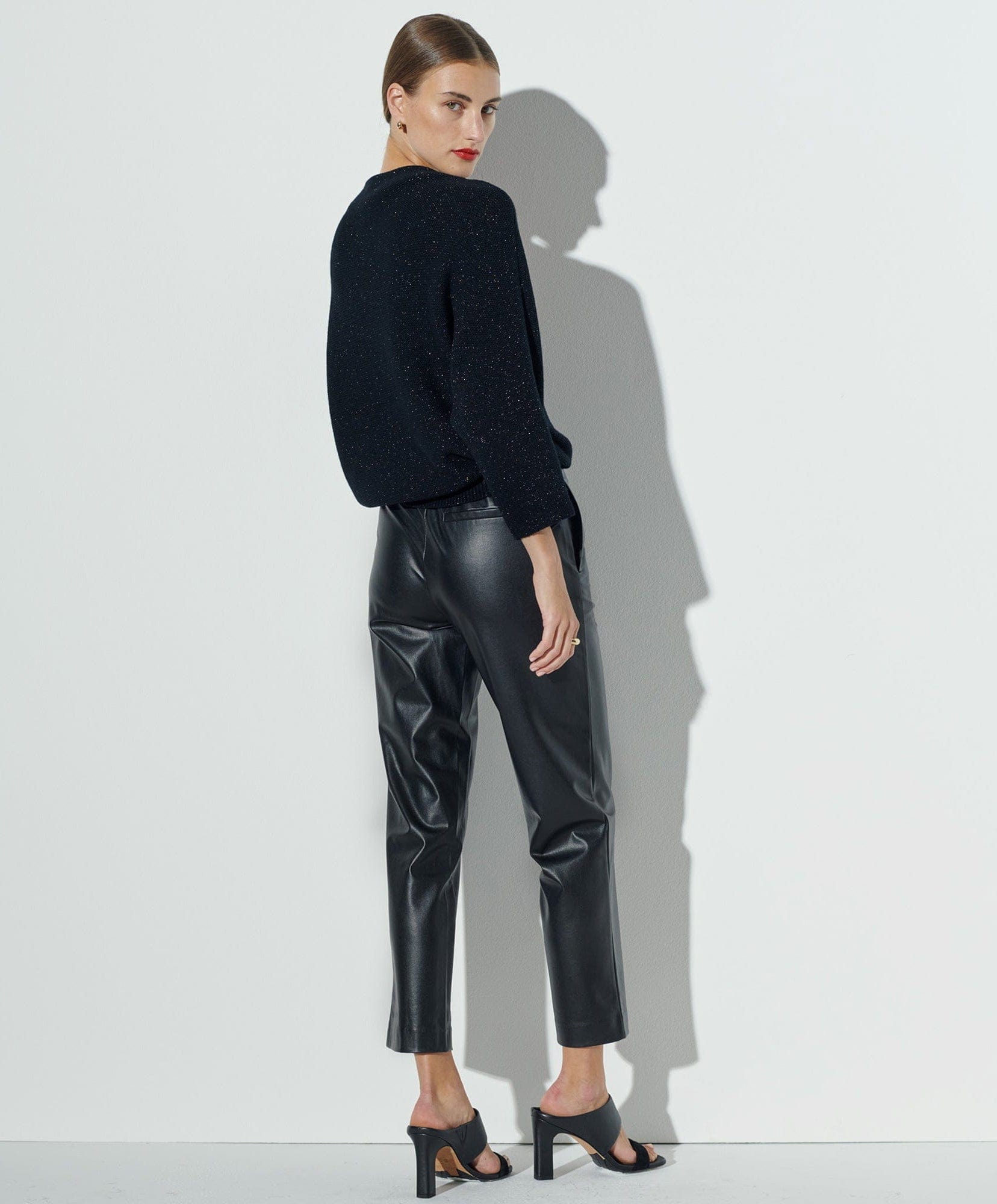 Zara Basic Black Faux Leather Skinny Pants High Rise Side & Ankle