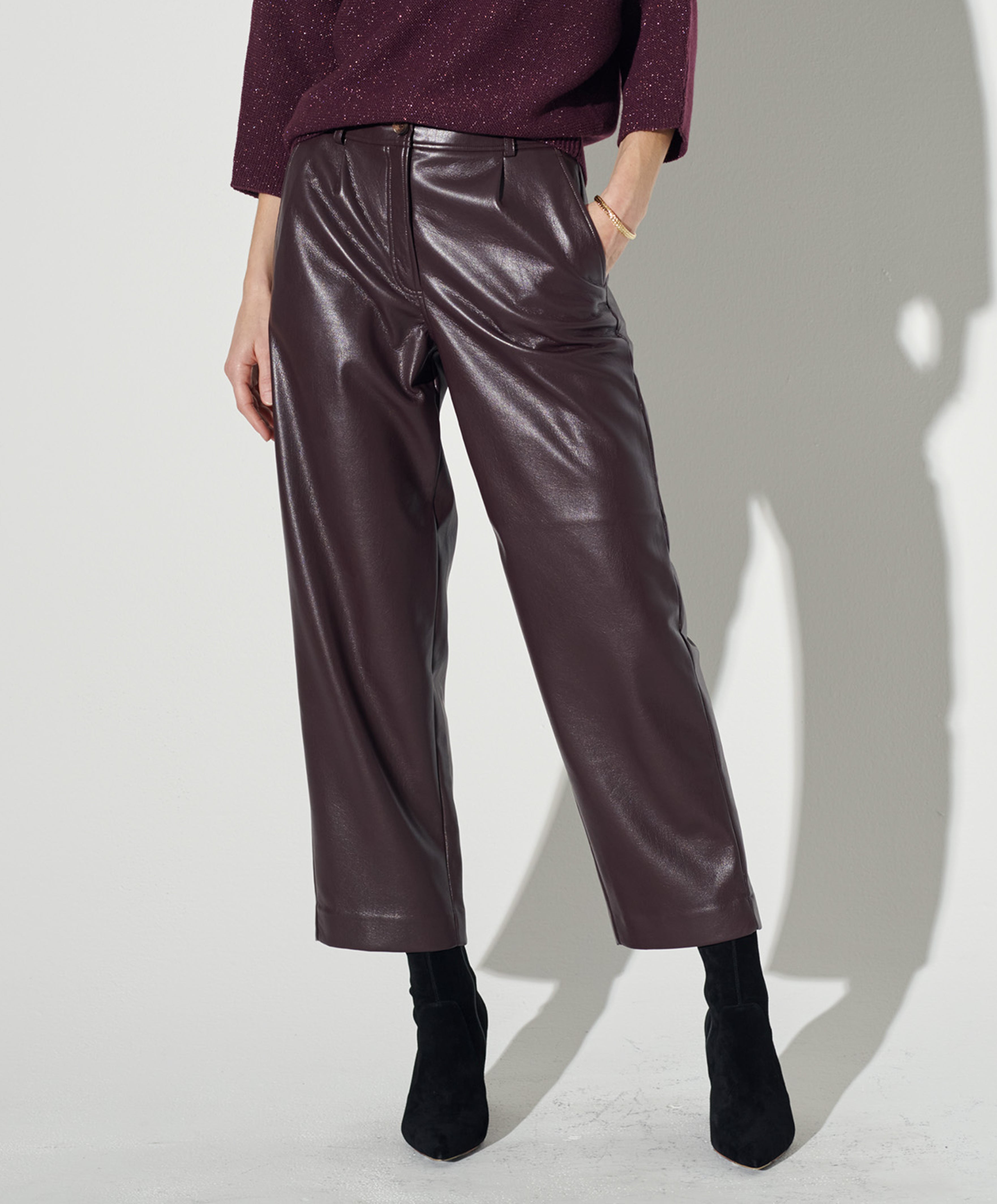 Shop Chocolate Slouchy Vegan Leather Trouser