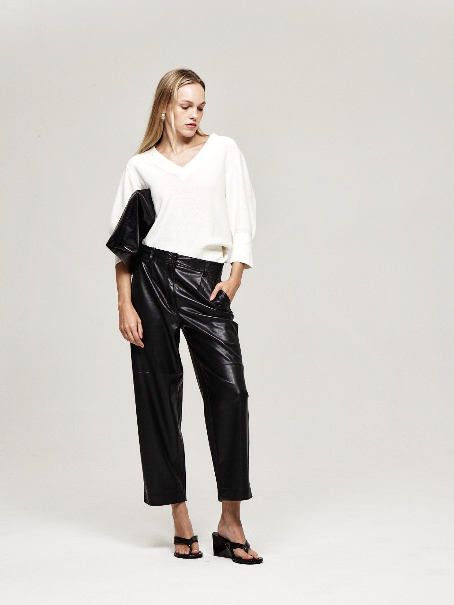 Slouchy Vegan Leather Trouser - The Reset