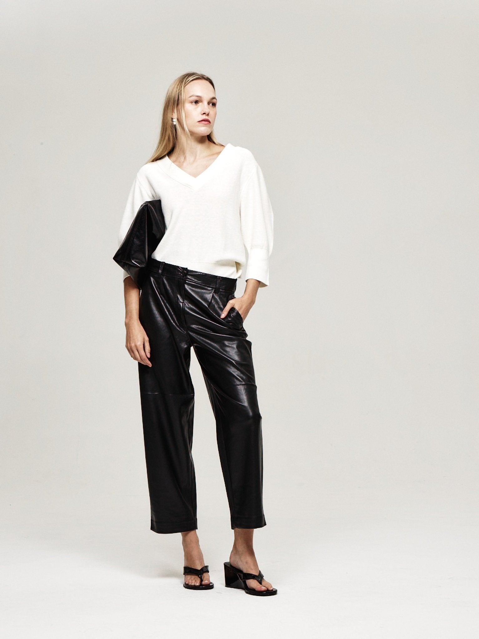 Slouchy Vegan Leather Trouser - The Reset