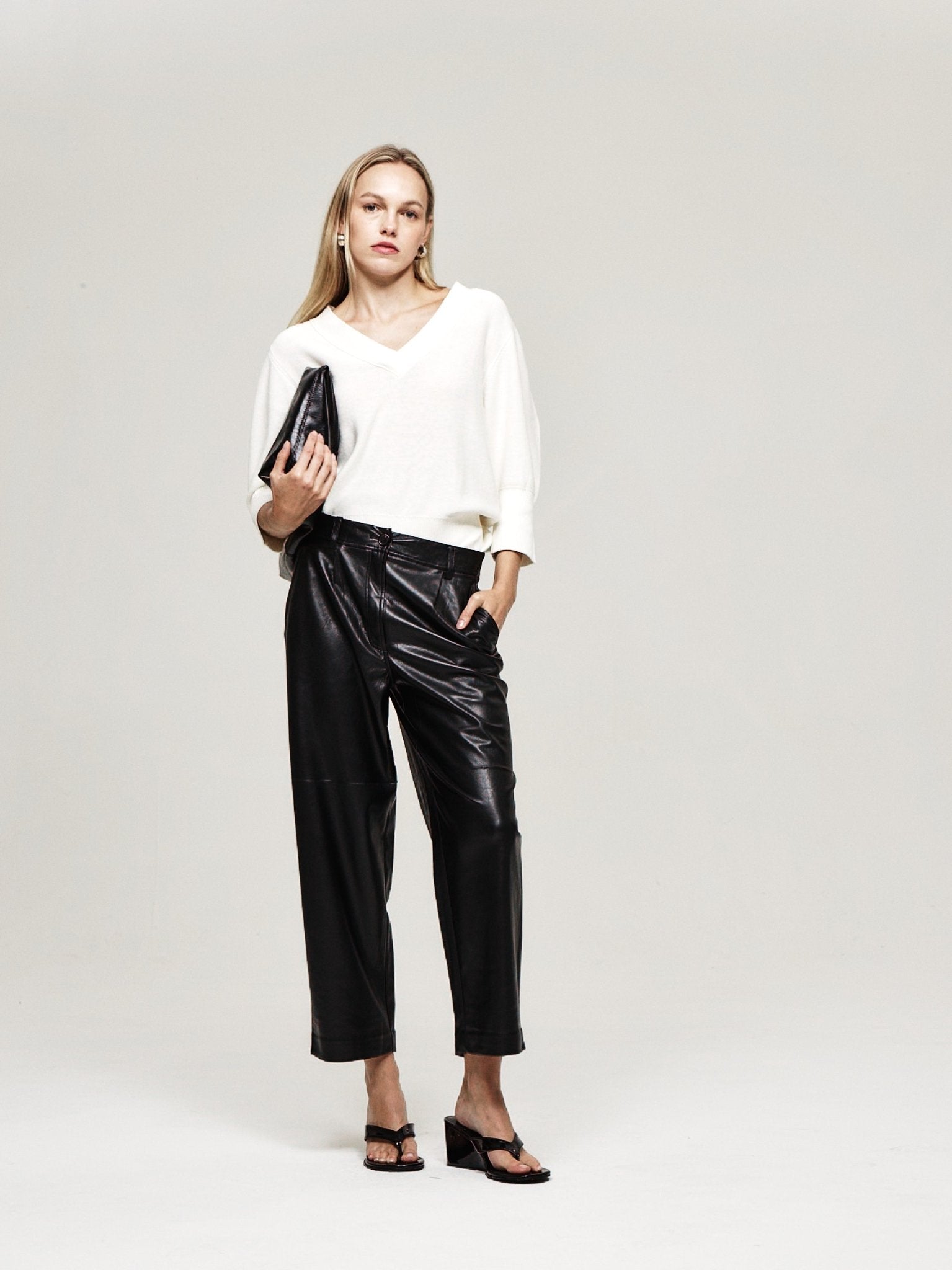 Slouchy Vegan Leather Trouser - The Reset